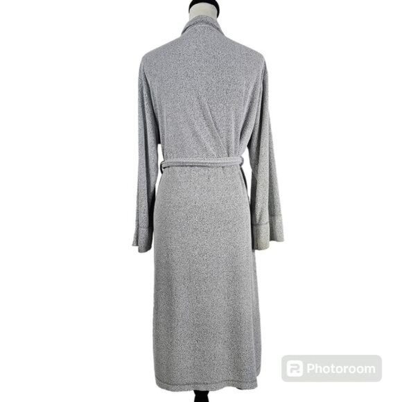 Natori Gray Rayon Blend Robe Sz L Comfy Oversized Wrap Belted Lounge Sleep - Picture 2 of 10